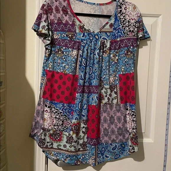 Patchwork Short Sleeve Top - Picture 1 of 5